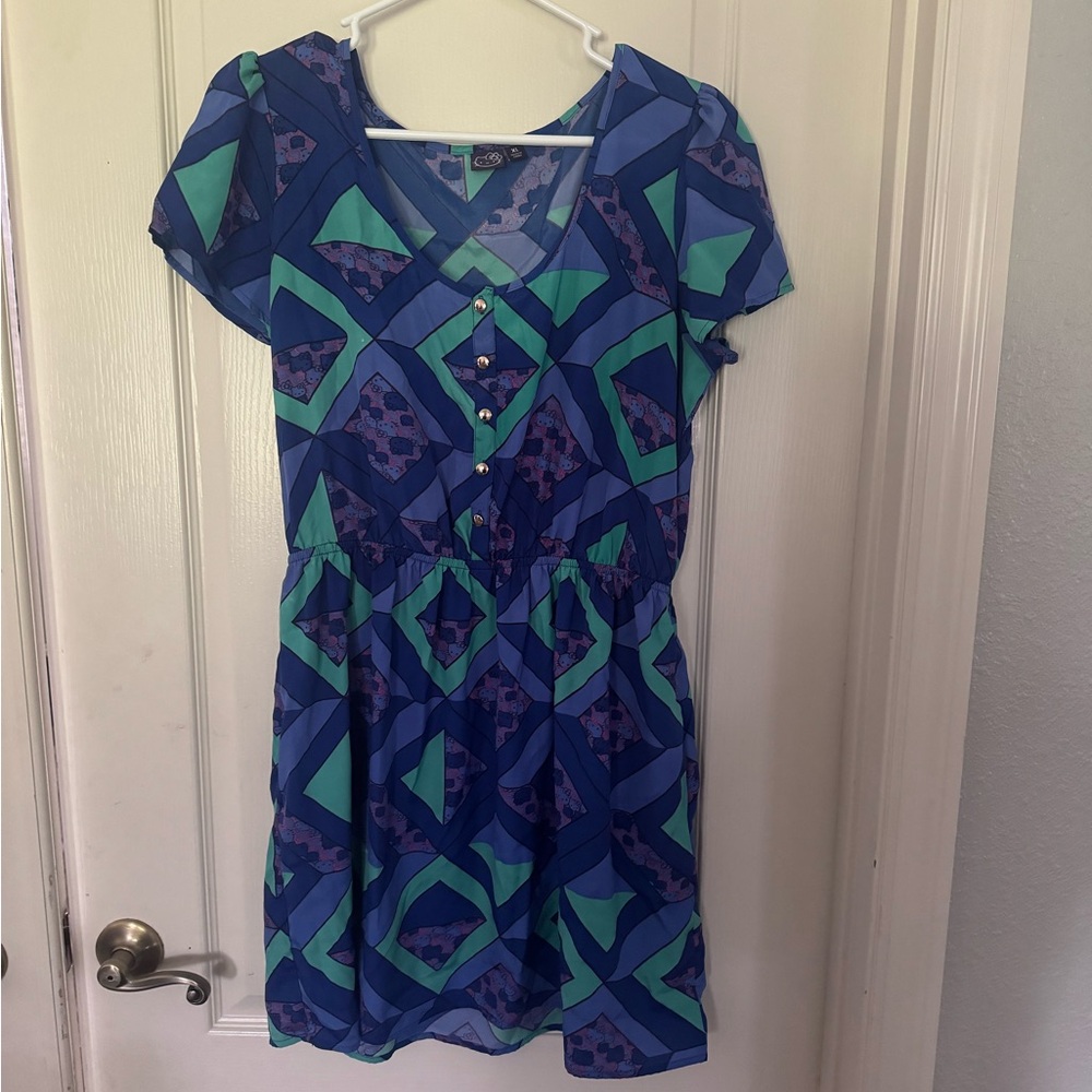 Target Blue and Green Geometric Mini Dress